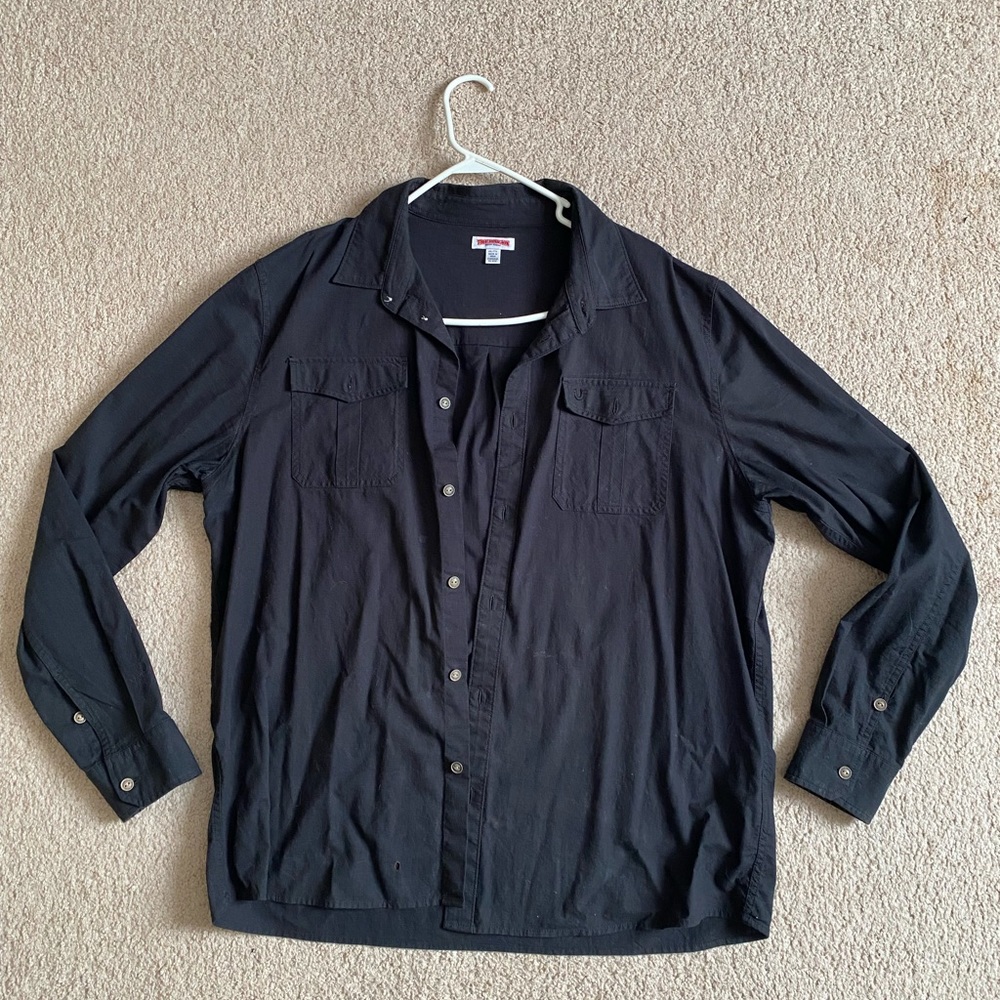 Mens True Religion Long Sleeve Black Button Up Shirt Size 2XL